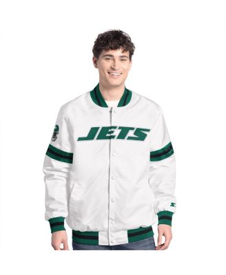 Starter - Men's&nbsp; White New York Jets Scout Full-Snap Varsity Jacket