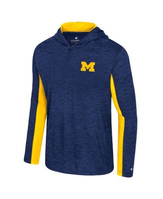 Men's Navy Michigan Wolverines Always Sunny Quarter-Zip Hoodie