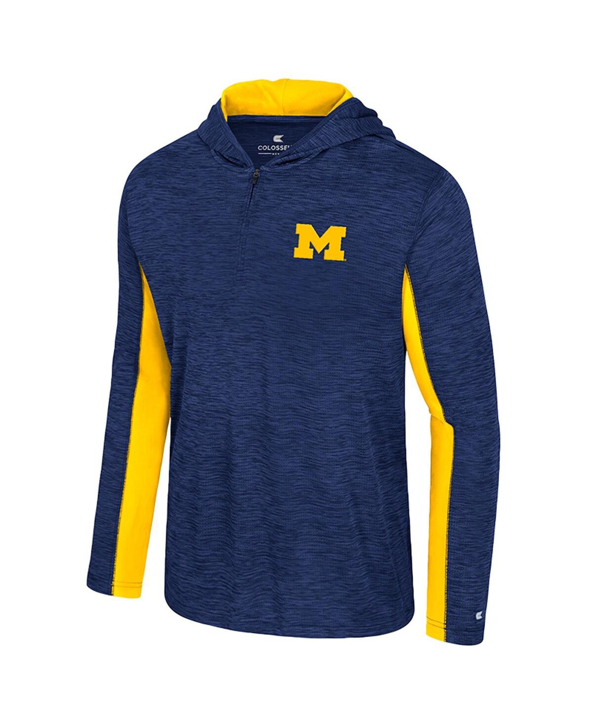 Colosseum Men's Navy Michigan Wolverines Always Sunny Quarter-zip Hoodie In Blue