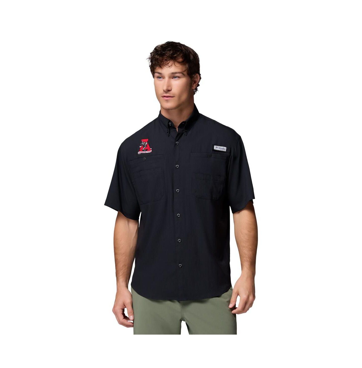 Мужская рубашка Columbia Black Alabama Crimson Tide Tamiami Omni-Shade Button-Down — фото 1