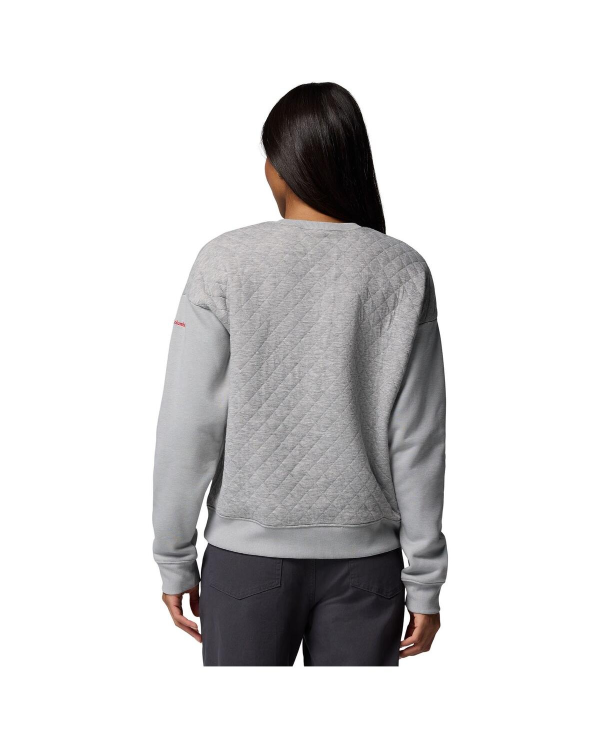 Columbia Women's Gray Ohio State Buckeyes Collegiate Hart Mountain Quilted Sweatshirt In Gray