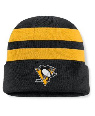 Fanatics - Men's Black/Gold Pittsburgh Penguins Fundamental Swipe Stripe Cuffed Knit Hat