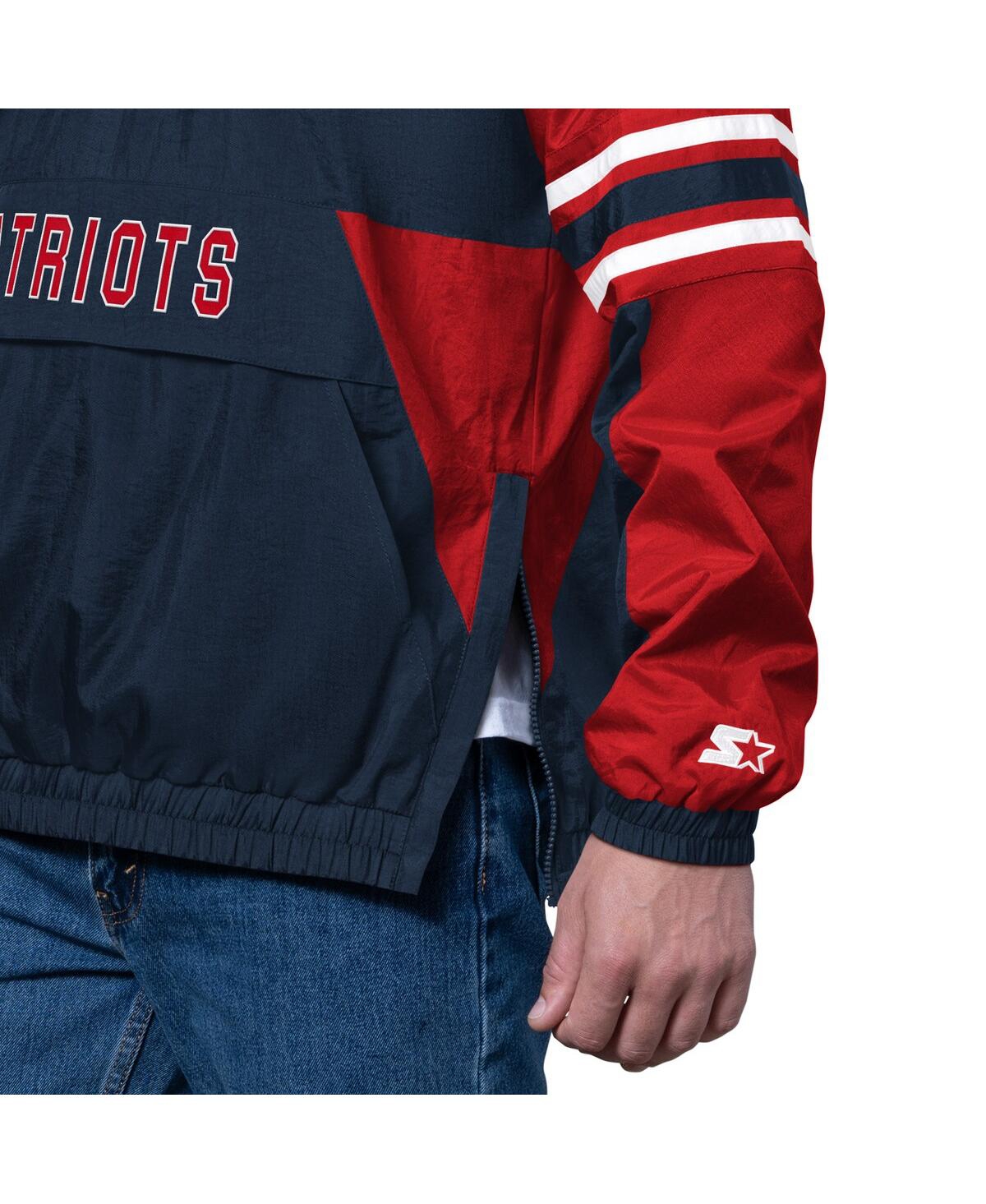 Starter Men's Navy New England Patriots Prospect Half-zip Pullover Sweatshirt In Blue