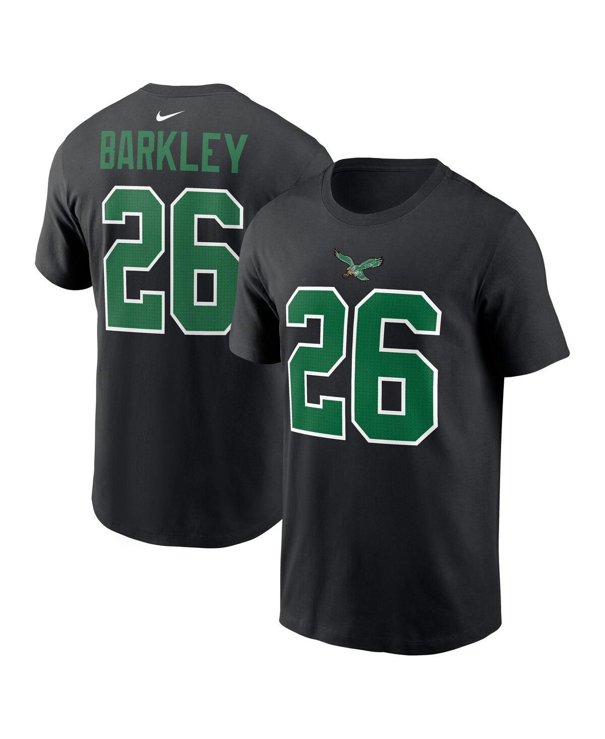 Мужская футболка Saquon Barkley Black Philadelphia Eagles с именем и номером игрока