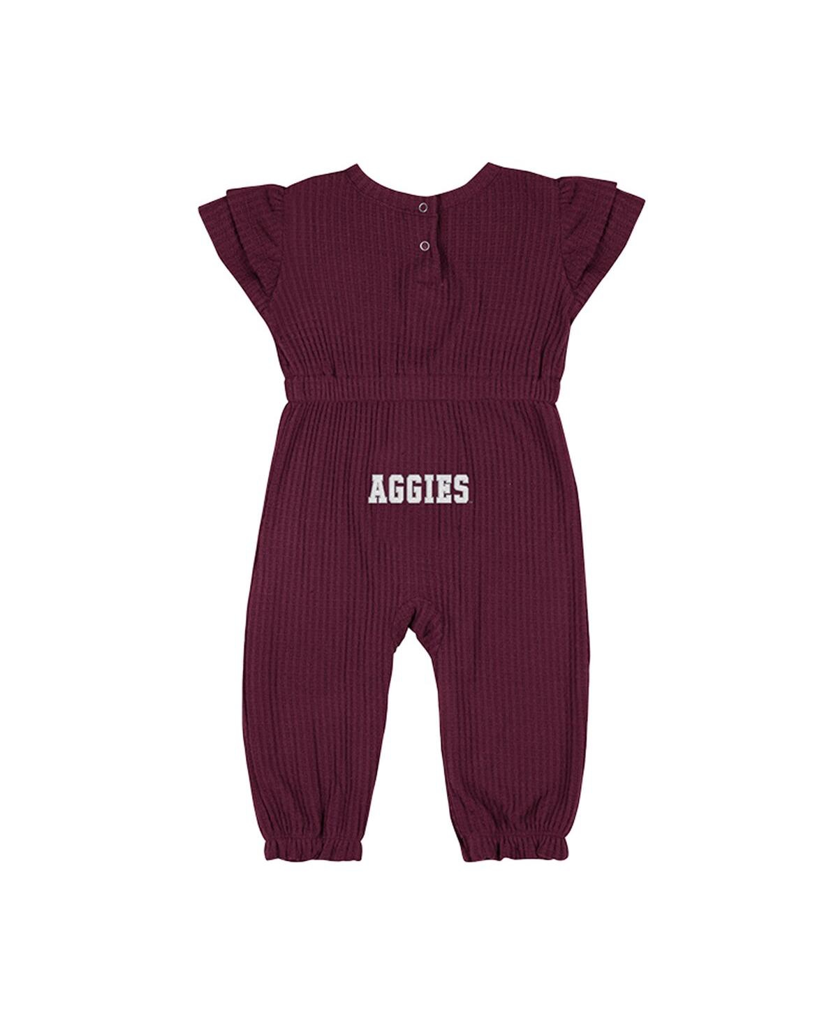 Colosseum Baby Boys And Girls Maroon Texas A&m Aggies Beautopia Waffle Knit Romper In Burgundy