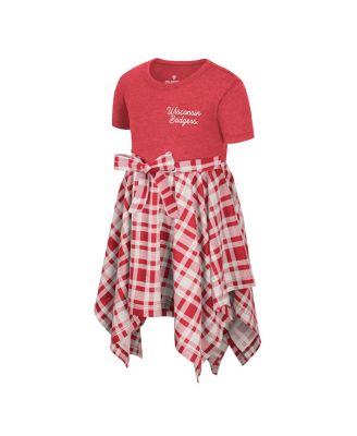 Girls Toddler Red Wisconsin Badgers Marceline Plaid Dress