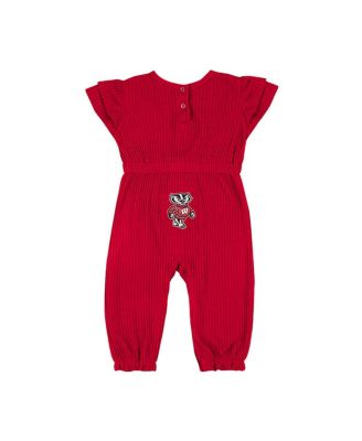 Baby Boys and Girls Red Wisconsin Badgers Beautopia Waffle Knit Romper