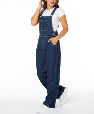Juniors' Straight-Leg Denim Overalls