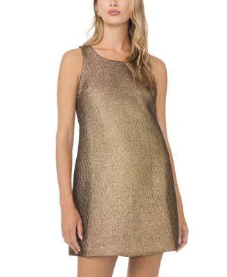 Women's Metallic Scoop Neck Shift Dress