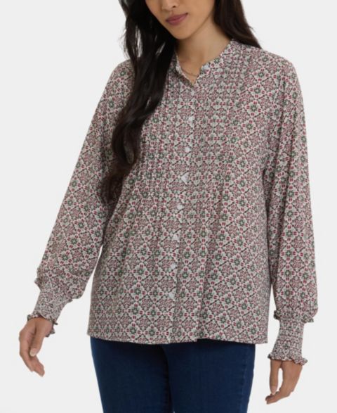 Женская блузка NYDJ Pleated Peasant Blouse Long Sleeve Top, цвет: Siesta Mosaic