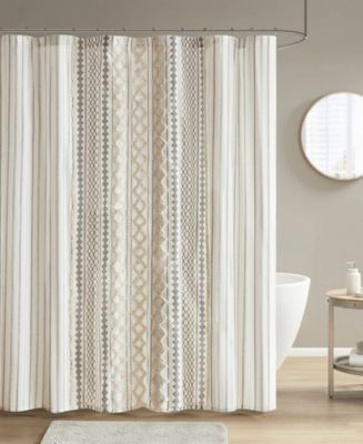 INK+IVY Imani Stripe Cotton Chenille Shower Curtain, 72" x 72" - Macy's