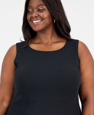 Plus Size Sleeveless Pleated-Hem Sheath Dress