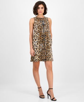 Anne Klein - Women's Animal-Print Sequin Shift Dress