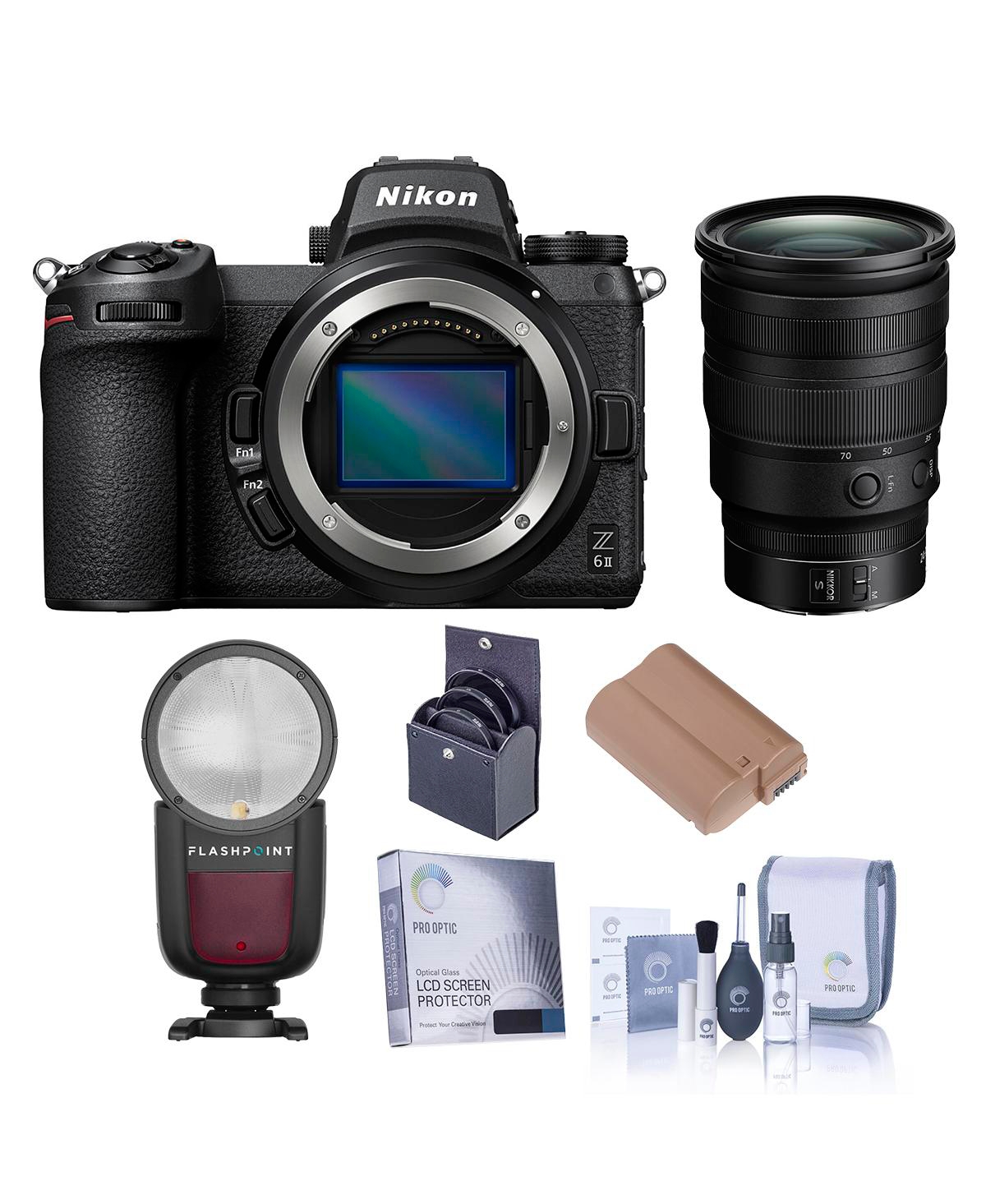 Nikon Z 6II Mirrorless Digital Camera with Nikkor Z 24-70mm f/2.8 S Lens, Bundle with Zoom Li-on X R2 Ttl On-Camera Round Flash Speedlight, Extra Batt
