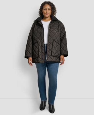 Plus Size Hooded Quilted Coat
