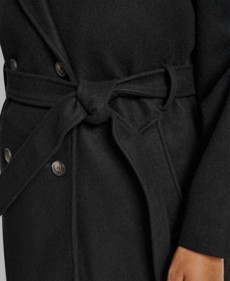 Plus Size Belted Notch Collar Coat