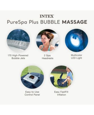 PureSpa Plus 6 Person Inflatable Round Hot Tub Set with 170 AirJets, Blue