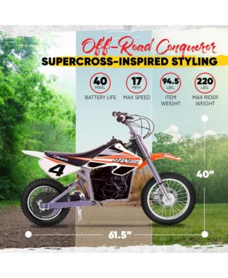 MX650 Dirt Rocket High-Torque Electric Motocross Dirt Bike, 17 MPH, Orange