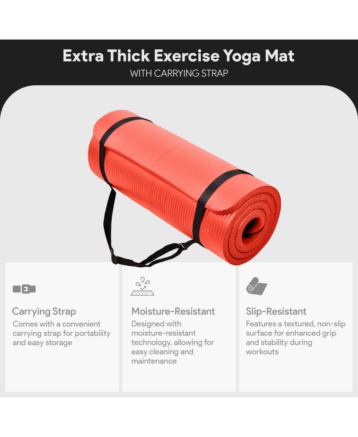 BalanceFrom Fitness GoCloud 1" Extra Thick Exercise Mat w/Carrying Strap