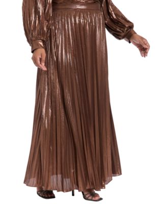 Plus Size Pleated Foil Knit Maxi Skirt