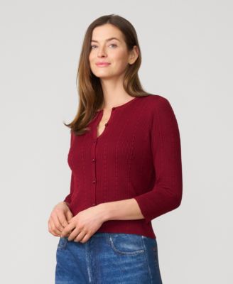 Women's Textured Rib Crewneck Cardigan