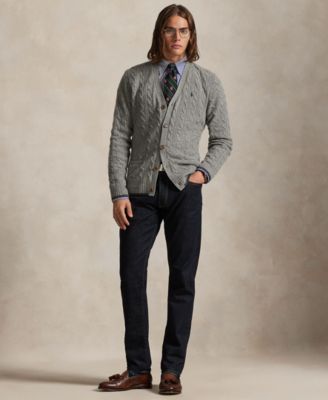 Men's Cable-Knit Wool-Cashmere Cardigan Sweater