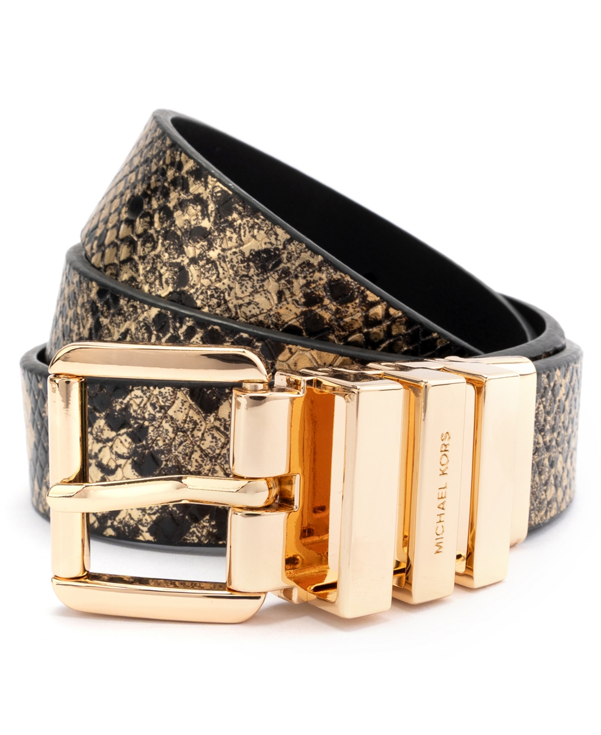Michael Kors Women's Reversible Snake Pattern Belt In Gold