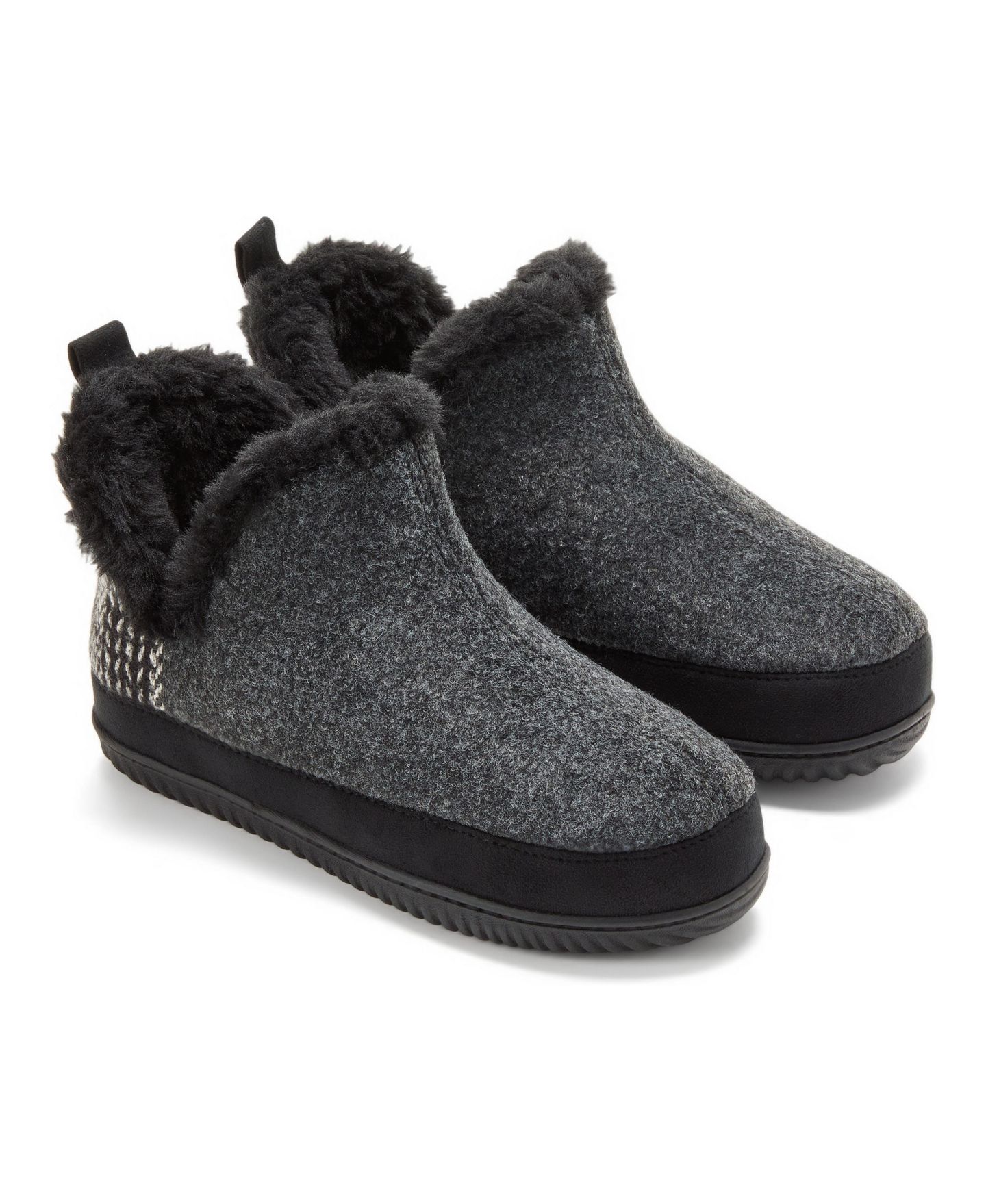 Женские тапочки Dearfoams Felted and Plaid Boot Slipper, цвет: Чёрный — фото 3