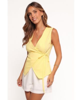 Women's Vanni Wrap Front Linen Top - Cream