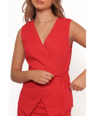 Women's Vanni Wrap Front Linen Top - Cream