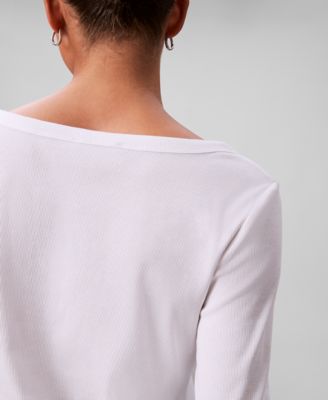 Women's Long Sleeve Ribbed Knit T-Shirt