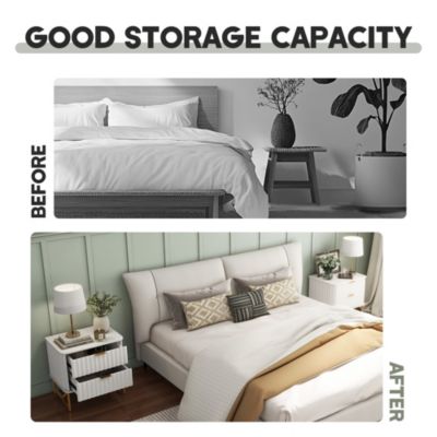 2-Drawer Nightstand with Metal Base