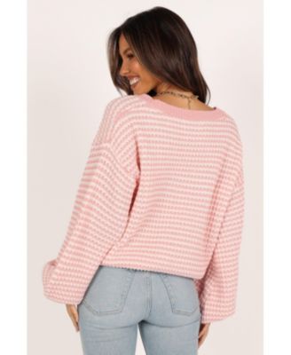 Women's Becca Crewneck Waffle Stitch Stripe Knit Sweater