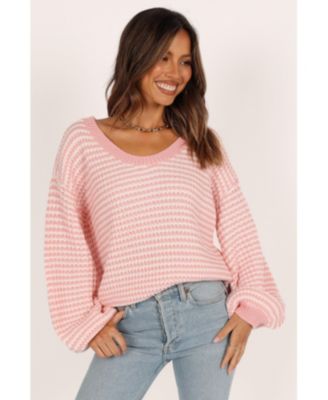 Women's Becca Crewneck Waffle Stitch Stripe Knit Sweater