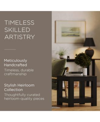 Paulo Wooden Coffee Table with Set of 2 Side Tables, Weathered Black