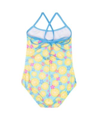 Girls One-Piece Cross-Back Bathing Swimsuit Set