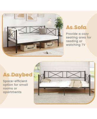 Twin Size Metal Daybed Modern Platform Bed w/ Heavy-duty Metal Slat Support