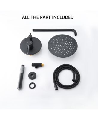 10" Matte Black Roud Rain Shower head and Handheld Shower Head Set
