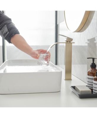 Waterfall Single Hole Single Handle Bathroom Vessel Sink Faucet With Supply Hose in Brushed Gold