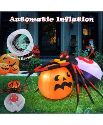 5 x 4.6 ft Inflatable Spider w/ Pumpkin LED Lighted Halloween Decoration w/ Colorful Rotating Light