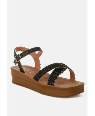 Womens Sephone Woven Square Toe Wedges Sandals