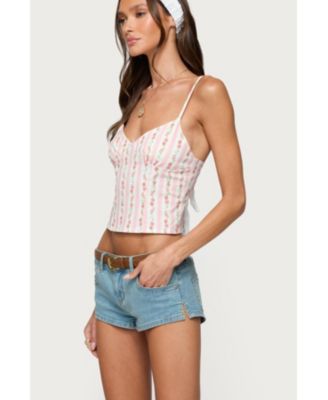 Womens Raia Floral Striped Backless Top