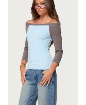 Women's Keri Boat Neck Contrast Raglan Top