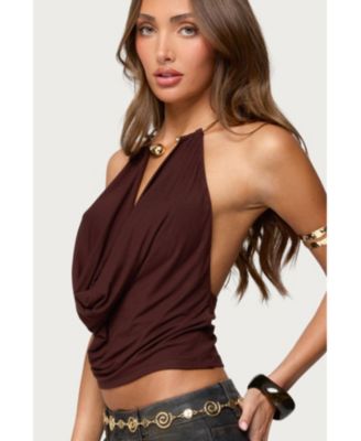 Women's Mileva Cuff Deep Cowl Neck Top