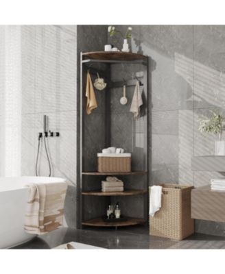 3-In-1 Narrow Corner Coat Rack Stand with Shoe Bench & Storage Shelf for Hallway, Bedroom, Living Room - Space Saving Coat Hooks & Shoe Rack