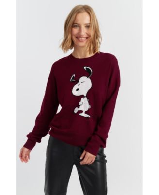 Women's Wool-Cashmere Dancing Snoopy Sweater
