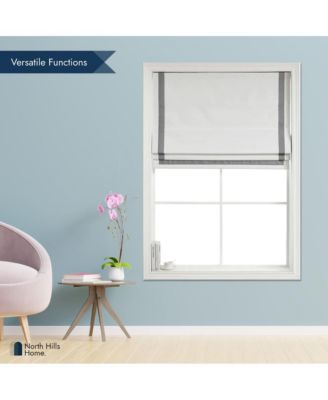 Cordless Pull Down 100% Blackout Roman Shade with Ribbon Border 39"x64"