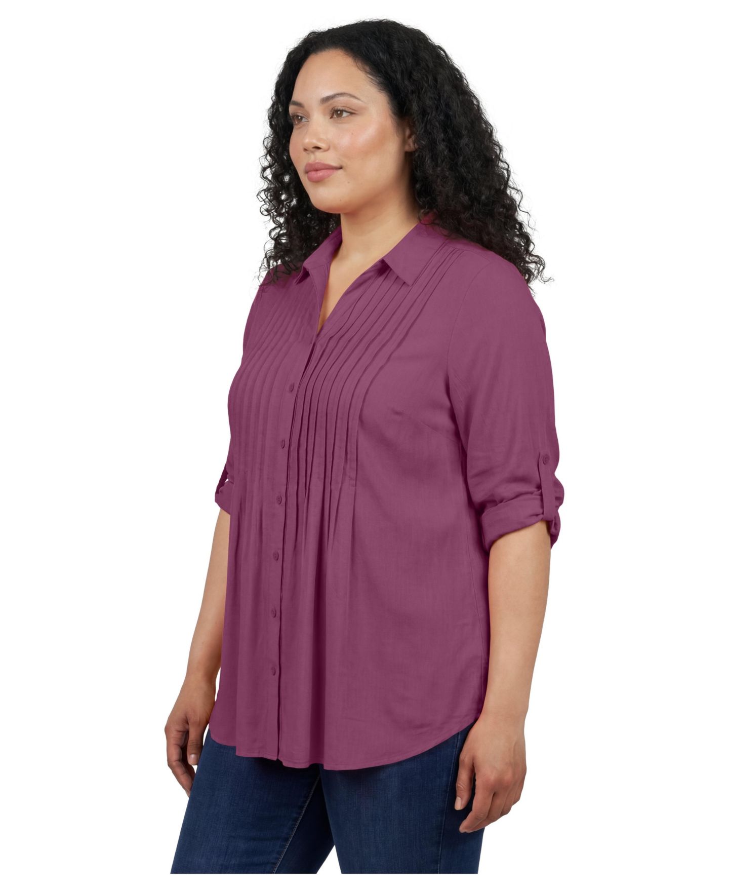 Женская блузка Woman Within Within Rayon Pintucked 7-Day Tunic Blouse, цвет: Глубокий бордово-красный, вариант 1 — фото 4