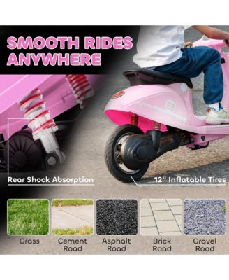 24V Kids Motorcycle with Rear Suspension, Lights for 8-12 Years,