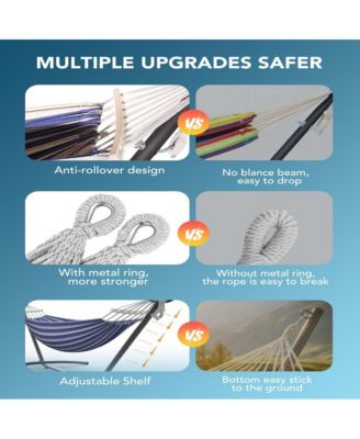 Heavy-Duty Steel Stand Double Hammock: Portable, Easy Assembly, 600lbs Capacity – Fit for Indoor/Yard/Camping/Outdoor